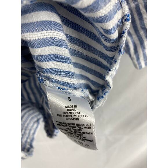 Aeropostale Stripe Tie Waist Puffy Sleeve off shoulder cropped top Small - Picture 3 of 4